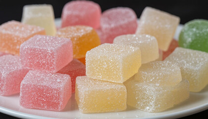 Pastel colored sugar lollipops. AI generated.