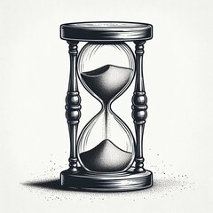 Detailed Engraving of Hourglass with Sand and Shadow