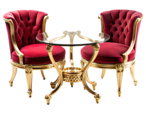 two red chairs isolated on a white background. PNG Transparent file type with high definition quality Available.