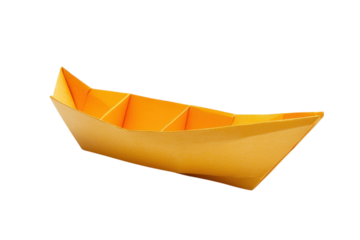 Orange Paper Boat Origami Craft Simple DIY Project Kids Activity Fun on transparent background