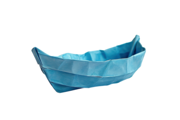Elegant Blue Origami Boat Paper Craft Nautical Theme Handmade Art Simple on transparent background
