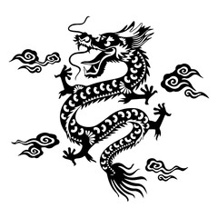 China zodiac silhouette dragon icon