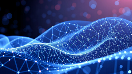 Futuristic point wave. Abstract background with a dynamic wave.Connecting background. Abstract wave. Artificial intelligence. Big data technology 3d rendering