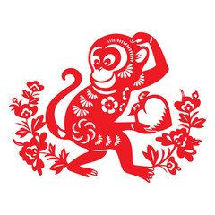 China zodiac silhouette monkey icon
