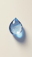 Fototapeta premium Captivating close up of a single blue glass water droplet reflecting light on a plain background studio shot