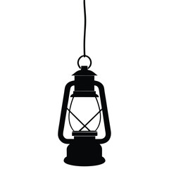 Vintage Hanging Oil Lantern Silhouette Illustration