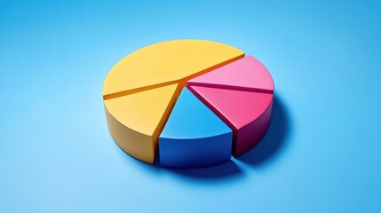 Obraz premium Colorful Pie Chart on Blue Background for Data Visualization