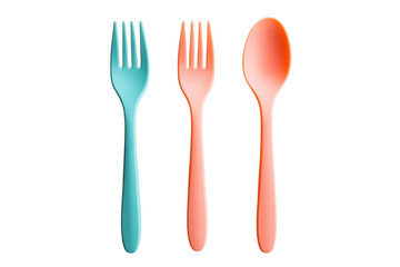 Pastel Pink Teal Cutlery Set Spoons Forks Elegant Modern Design Perfect on transparent background