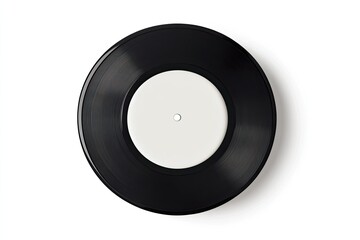 Obraz premium A black vinyl record with a blank, white label