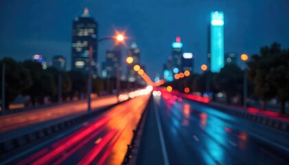 Fototapeta premium Abstract blurred city skyline at night, perfect for billboard background design , energy, skyline