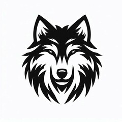 Fototapeta premium Black and white wolf face logo illustration