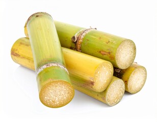 Fresh sugarcane stalks isolated