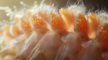 Corn Silk Closeup Macro Shot Showing Seeds and Hairs