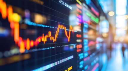 Colorful Stock Market Data Visualization on Digital Screen Display