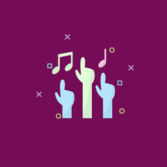 Illustration of concert audience hands lifting into the air