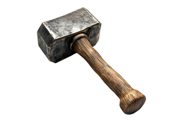 Big and old Hammer isolated on transparent background
