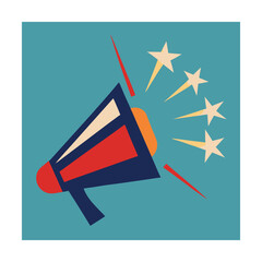 Announcement concept illustration with megaphone and stars for effective communication and promotion
