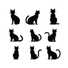 Silhouette Jay Bird Set Clipart on a White Background