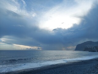 madeira island, blue, landscape, sky, cityescape, pebbles, rock, mountain, cliff, clouds, day, sesaon, madeira, portugal, europe, travel, tourism, nature