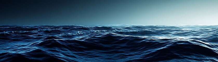 Obraz premium Deep Ocean Blue Gradient Background Featuring Dark Navy Tones Blending Smoothly Into Cool Aqua For A Calm Effect - Ultrawide Template