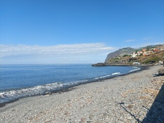 madeira island, blue, landscape, sky, cityescape, pebbles, rock, mountain, cliff, clouds, day, sesaon, madeira, portugal, europe, travel, tourism, nature