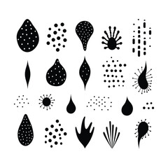 Silhouette Set of Dotted Abstract Forms Clipart
