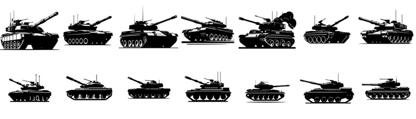 tank silhouette collection vector flat design style