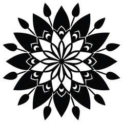 Elegant Black and White Mandala Design  Intricate Floral Pattern for Art and Decor