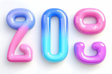 3 d rendered numbers two zero zero on white background for visuals