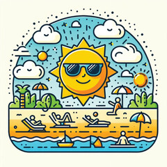 summer vector in simple line style