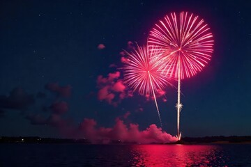 Vibrant fireworks explode in the night sky, illuminating the darkness with colorful bursts , texture, orange