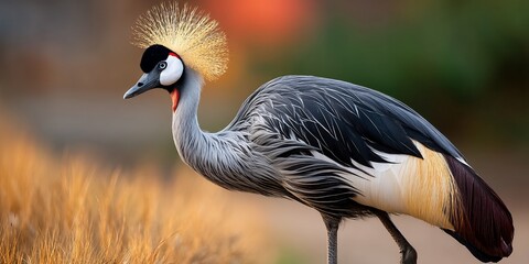 Fototapeta premium Striking Crowned Crane Perched Elegantly