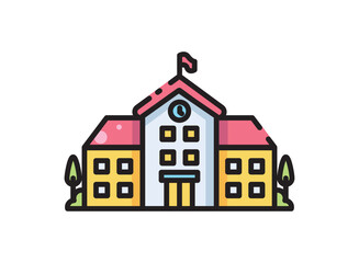 set icon of an Building School Fill Style