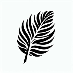 Obraz premium Black and White Palm Leaf Silhouette on White Background