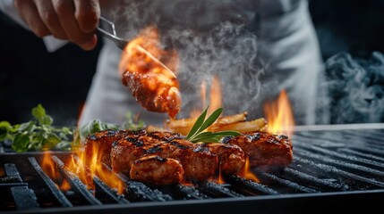 Naklejka premium Delicious Grilled Meat: A Culinary Masterpiece