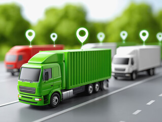 Truck driving down a highway demonstrating logistics and transportation in real-time supply chain management