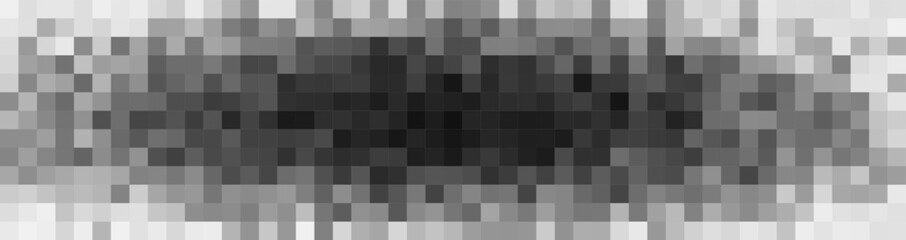 Censorship glitch blur block stripe. Wide horizontal pixelated band mimics restricted data zone, media blackout or digital privacy filter. Modern tech distortion look. Vector illustration.