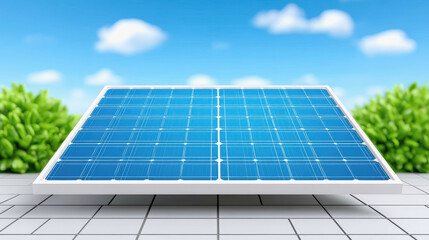 Obraz premium Solar panel with clear blue sky background highlighting importance of solar energy in modern renewable energy solutions