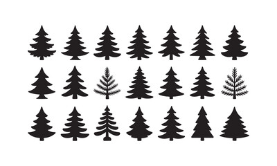 Evergreen Tree Silhouettes Set – Pine and Fir Icon Collection