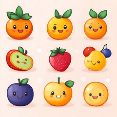 Cute cartoon fruit characters