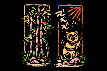 Whimsical Panda and Bamboo Illustration for Creative Designs
