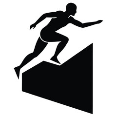 Dynamic Silhouette of a Diver Leaping from a Platform Abstract Sports Illustration