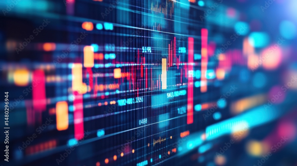 Poster abstract data visualization with colorful graphs and charts