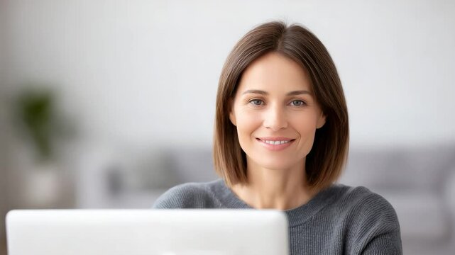 Focused Professional: A close-up shot of a woman, her gentle smile radiating professionalism. The portrait captures the essence of competence and approachability.
