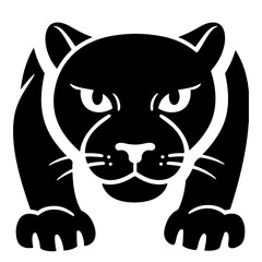 Black panther illustration, fierce vector art, bold graphic, animal symbol, strong feline, white background, simple design.