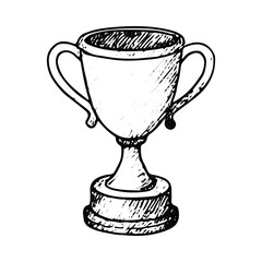 hand-sketched trophy cup, ideal for victory-themed gaming illustrations and competitive design projects