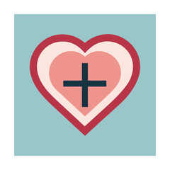 Obraz premium Heart with a plus sign icon symbolizing healthcare medical assistance or aid