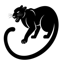 Black Panther Silhouette Vector Illustration. Powerful, elegant black panther design, perfect for logos, tattoos, or any design project needing a fierce, graceful cat image.