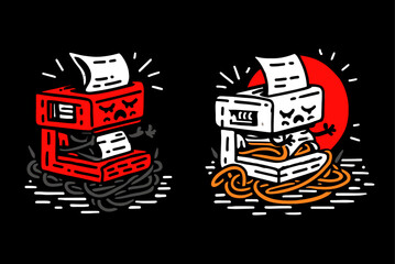 Creative Drawing of a Cartoonish Stapler in Red and White Colors