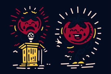 Expressive Tomato Characters Show Emotion at the Microphone Stage